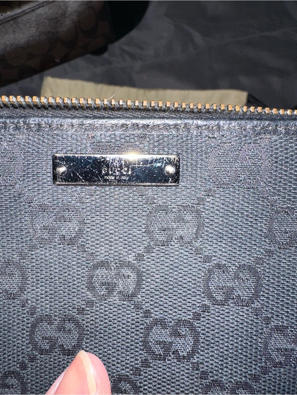 Gucci Black GG Monogram Zip Wallet - Picture 7 of 9